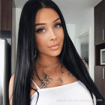 Aisi Beauty Topselling Vendor Cheap Long Silky Straight Black Wig Swiss Lace Synthetic Hair For Black Women Lace Front Wig